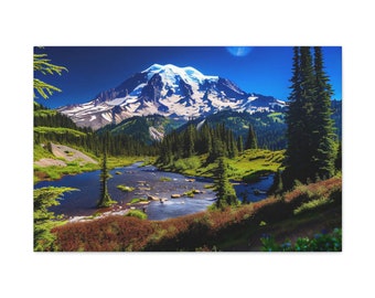Mount Rainier Canvas Painting Print, Mount Rainier Wall Art, Mount Rainier Wall Decor