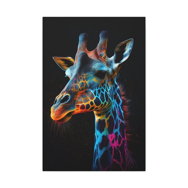 Abstract Colorful Giraffe Painting on Canvas, Giraffe Wall Art, Giraffe Wall Decor