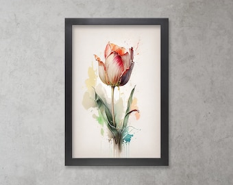 Watercolor Tulip Print, Tulip Painting, Tulip Poster