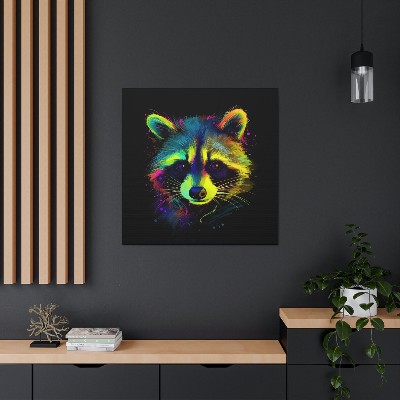 Abstract Racoon Abstract Colorful Racoon Painting on Canvas, Racoon Wall Art, Racoon ...