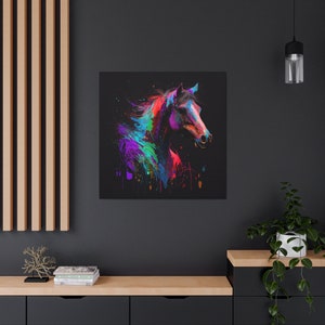 Abstract Colorful Horse Painting on Canvas, Stallion Wall Art, Horse Wall Decor image 4