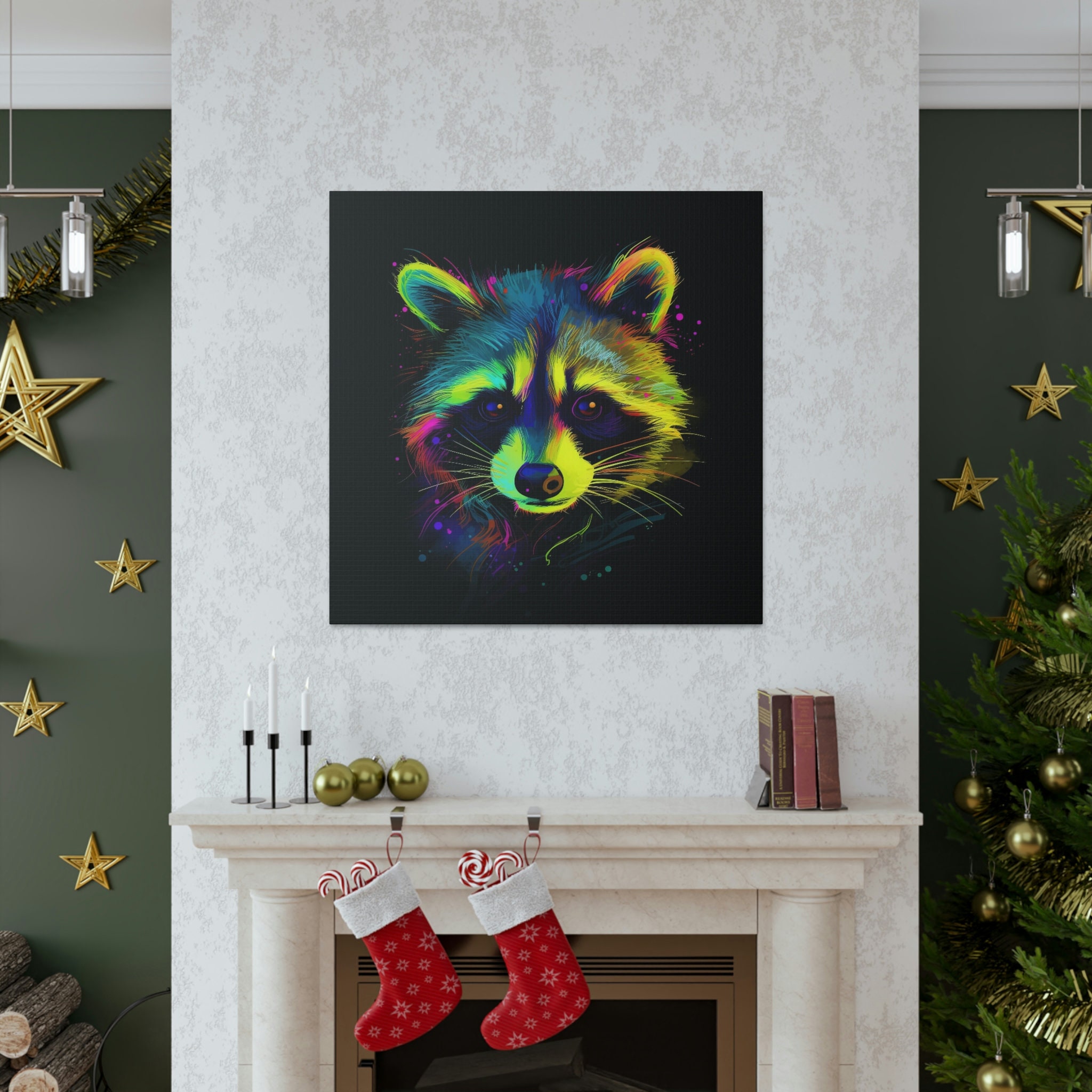 Abstract Racoon Body Abstract Colorful Racoon Painting on Canvas, Racoon Wall Art, Racoon ...