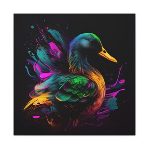 Abstract Colorful Duck Painting on Canvas, Duck Wall Art, Duck Wall Decor