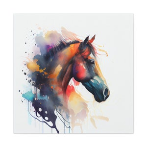 Abstract Colorful Horse Painting on Canvas, Stallion Wall Art, Horse Wall Decor