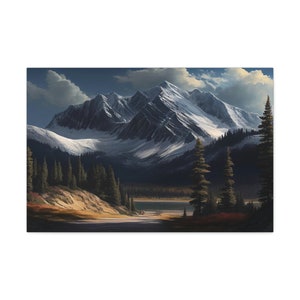 Rocky Mountains Canvas Painting Print, Rocky Mountains Wall Art, Rocky Mountains Wall Decor