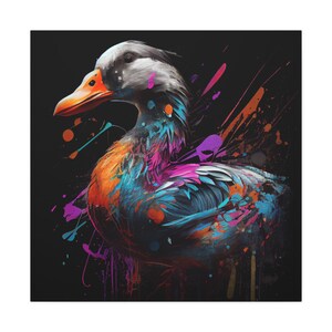 Abstract Colorful Duck Painting on Canvas, Duck Wall Art, Duck Wall Decor