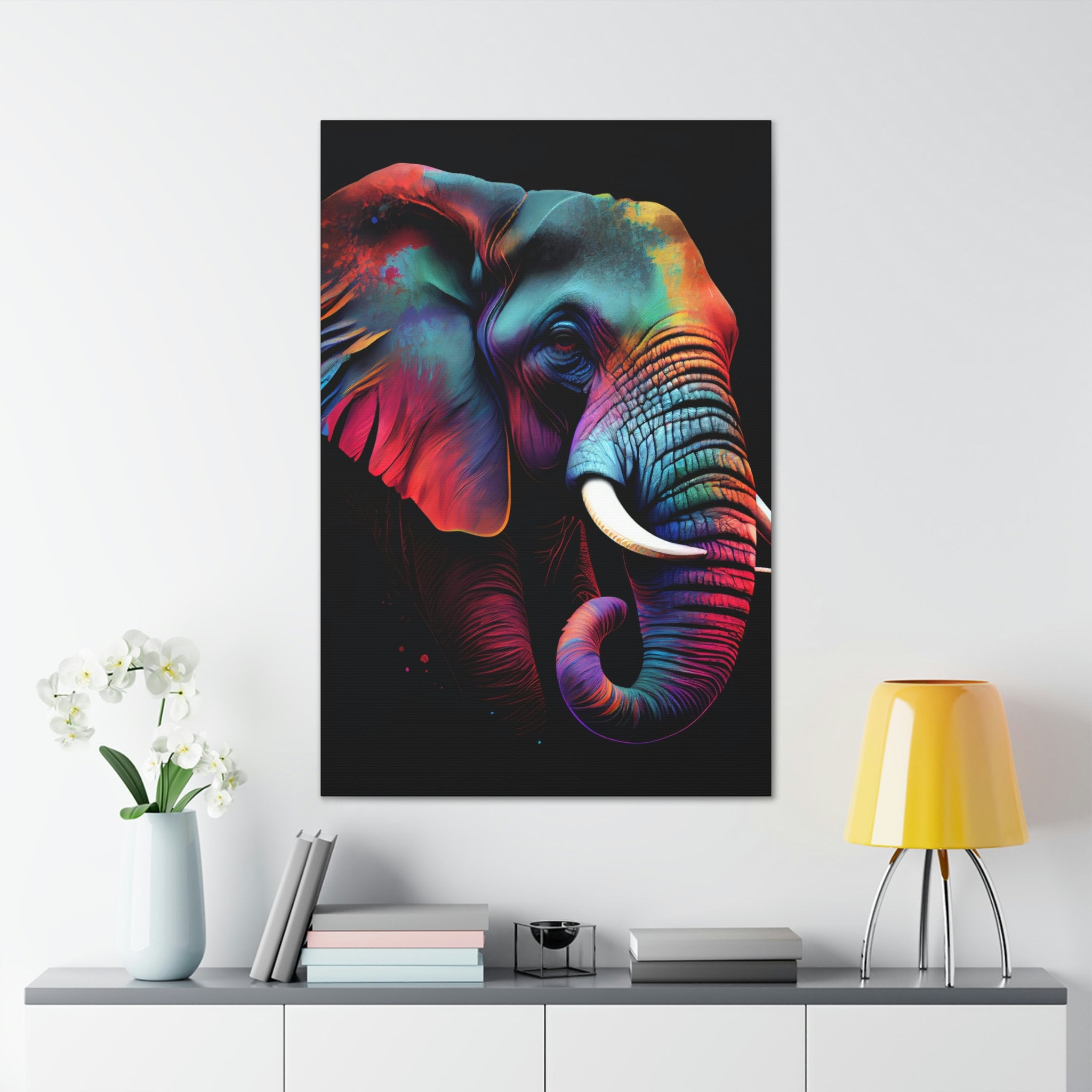 Abstract Colorful Elephant Painting on Canvas, Elephant Wall Art ...