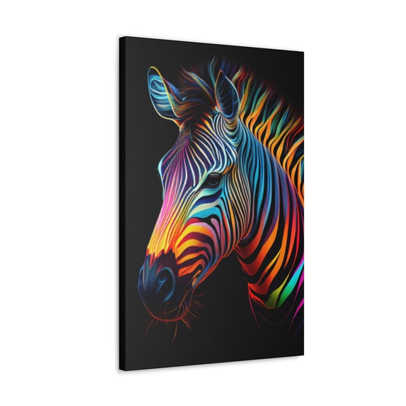 Zebra Canvas, Zebra on Wall Painting Abstract Zebra Wall Art, Colorful Decor