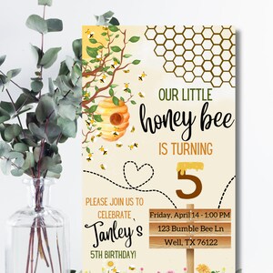 Honey bee birthday, girl birthday, digital invitation, bee birthday, instant download, birthday invitation, bee invitation, honey bee