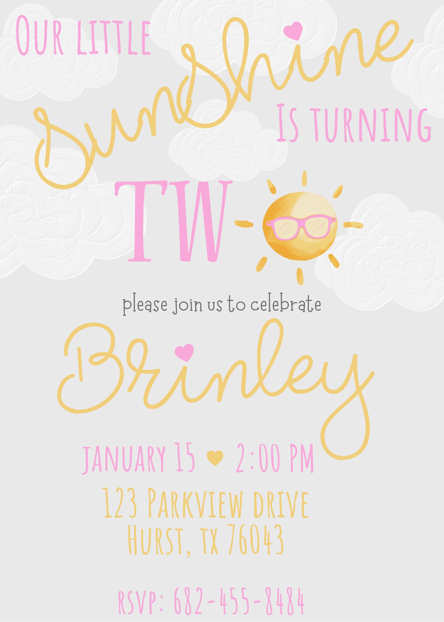 Second Birthday, Birthday Invitation, 2nd Birthday, Digital, Template