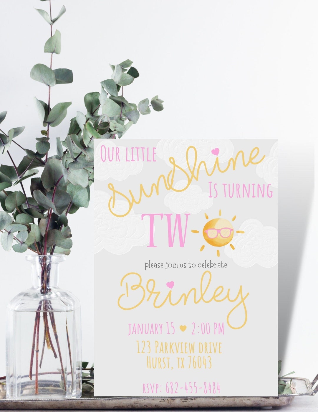 Second Birthday, Birthday Invitation, 2nd Birthday, Digital, Template
