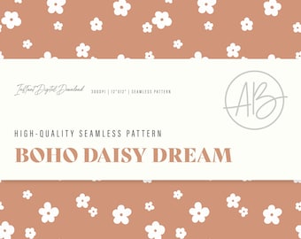 Boho Daisy Droom | naadloze patronen | 12x12 plakboekpapieren | Boho-bloemen | Persoonlijk en commercieel gebruik