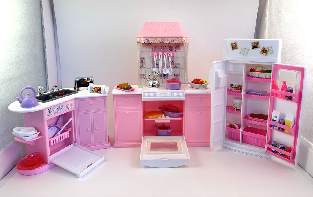 1996 Vintage Barbie Folding Pretty House Complete Kitchen Etsy