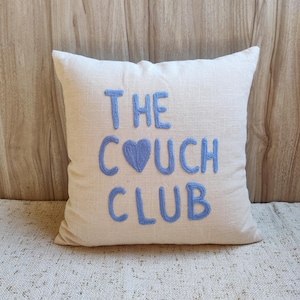 The Couch Club Text Art Pillow, Embroidered Textured Couch Pillows Decorative Throw Pillow Case, Boho Pillows, Modern Cushions