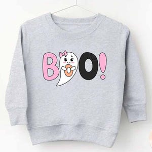 Girls Halloween Sweatshirt, Cute BOO Print, Toddler to Youth Sweater, Cozy Fall Pullover, Spooky Season Outfit for Kids, Halloween for Girls