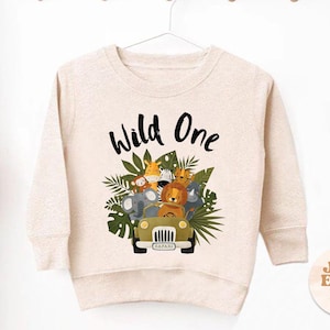 Wild One Birthday Sweater – First Birthday Outfit – Toddler Birthday Sweatshirt – Jungle Theme – 1st Birthday Boy Girl – Cake Smash Top