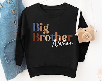 Big Brother Sweatshirt, Baby Ankündigung Sweatshirt, Kleinkind Pullover, Geschwister Sweatshirt, Benutzerdefinierte Big Brother, Name Sweatshirt, Big Bro