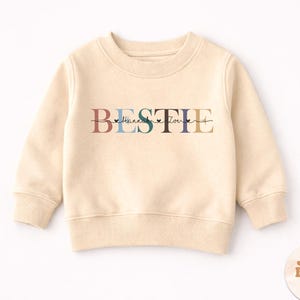 親友の名入れキッズスウェットシャツ、幼児用ジャンパー、キッズ用ベストフレンズシャツ、お揃いの親友コーデ、かわいい誕生日プレゼント