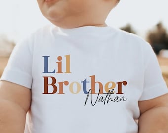 Chemise Lil Brother, petit frère, chemise bébé naturelle pour garçon, chemise Lil Brother pour tout-petit, chemise rétro pour faire-part de grossesse pour enfants, t-shirts pour frères et sœurs