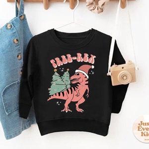 Tree Rex Retro Kids Sweatshirt, Cute Christmas Toddler Sweatshirt, Retro Holiday Kids Sweater, Dinosaur Sweatshirt, Christmas T-Rex Sweater