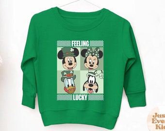 Feeling Lucky Toddler Sweatshirt, Kids St Patricks Day Sweater, Mickey And Friends Sweatshirt, Toddler Sweatshirt St Pattys Day, Disney Tee