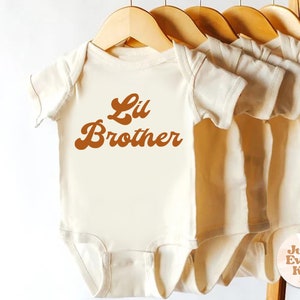 Lil Brother Natural Bodysuit, Little Brother Gift, Hipster Little Brother Shirt, Retro Little Brother Bodysuit, Cute Lil Brother Baby Body