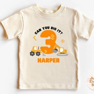 Personalized Birthday Shirt, Custom Construction Truck Shirt, Digging It Shirt, Custom Birthday Shirt, I&#39;m 3 And Digging It, Excavator Bday