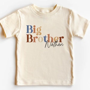 Chemise grand frère pour tout-petit, frère et sœur bébé naturel, chemise grossesse, body grand frère, chemise prénom, grand frère personnalisé, t-shirt pour jeune image 1