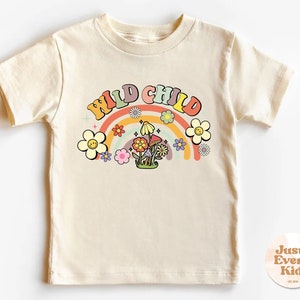 Groovy Wild Child Toddler Shirt, Rainbow Natural Shirt, Wild Child Kids Retro T-shirt, Boho Wild And Free, Girls Retro Wildflower Tee, Youth