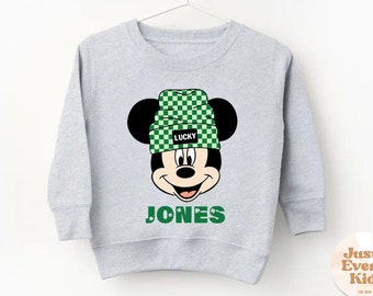 Sweat-shirt pour la Saint-Patrick, pull personnalisé pour la Saint-Patrick, sweat-shirt Mickey Saint-Patrick, sweat-shirt Disney, pull Mickey pour enfant