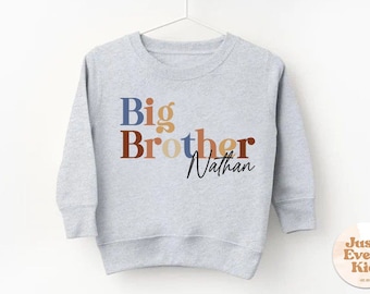 Sudadera de Hermano Mayor, Sudadera con Anuncio de Bebé, Suéter para Niño Pequeño, Sudadera para Hermanos, Sudadera con Nombre de Hermano Mayor Personalizada, Sudadera con Nombre
