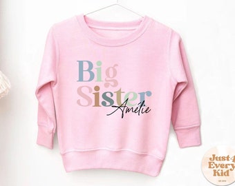 Big Sister Personalized Name Sweatshirt, Custom Toddler Pullover, Sister Toddler Crewneck Pullover, Big Sister Again, Sibling Announcement