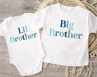 Big Bro Toddler Shirt, Lil Bro Baby Bodysuit, Natural Big Brother Toddler Tee, Natural Little Brother Baby Body, Pregnancy Announcement Tees