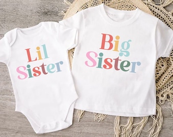 Große Schwester Lil Schwester Kleinkind Shirts, Retro Kinder Shirt, Sibling Natural Kleinkind, Big Sis Shirt, Lil Sis Shirt, kleine Schwester Outfit, Big Sis