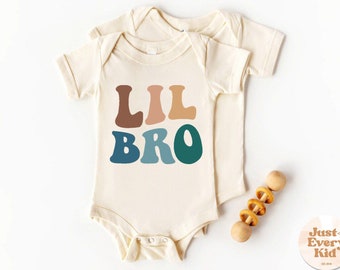 Lil Bro Baby Bodysuit, Cute Vintage Little Bro Bodysuit, Natural Little Brother Baby Body, Boys Natural Baby Body, Pregnancy Announcement