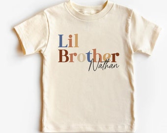 Body niemowlęce Lil Brother, koszulka Lil Brother, urocze body vintage, naturalne body niemowlęce Little Brother, Little Brother, naturalne body dla chłopców