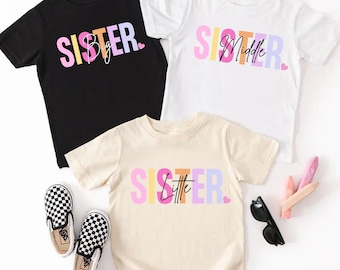 Big Sister Toddler Shirt, Matching Sis Shirts, Baby Announcement, Baby Shower Gift, Little Sister Baby Bodysuit, Sibling Shirts, Cute Sister