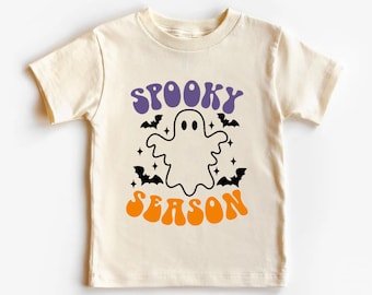 Spooky Season Toddler Shirt, Retro Halloween Kids Tee, Cute Natural Fall Toddler Tee, Cute Ghost Natural Toddler Tee, Halloween Toddler Tee