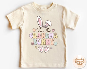 T-shirt Je suis la grand-mère lapin pour tout-petits, chemise joyeuses Pâques pour enfants, chemise pour tout-petits lapin de Pâques, t-shirt naturel rétro de Pâques pour bébé, tout-petit et jeune