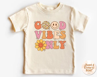 Peuter T-shirt, Only Good Vibes Kids Retro T-shirt, Retro Natural Infant, Peuter & Jeugd Tee, Zomer Natural Peuter Tee, Retro Kids Shirt