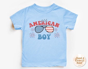 All American Boy Toddler Shirt, Fourth of July Kids Shirt, Cute 4th of July Kids Shirt, Patriotic Toddler Shirt, Vintage 4th of July Shirt