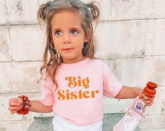 Big Sister Shirt, Big Sis, Cute Vintage Shirt, Retro Big Sister Kids Tee, Siblings Shirt, Big Sister Gift, Pregnancy Announcement, Sisters