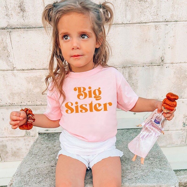 Big Sister Shirt, Big Sis, Cute Vintage Shirt, Retro Big Sister Kids Tee, Siblings Shirt, Big Sister Gift, Pregnancy Announcement, Sisters