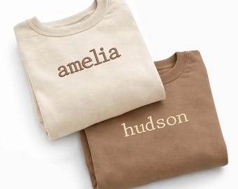 Felpa con nome personalizzato per bambini, pullover con nome ricamato per bambini, maglione personalizzato per neonati, felpa minimalista per bambini, regalo con nome personalizzato