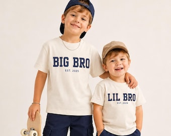 Camisetas a juego para hermano mayor y hermano menor, conjunto para anunciar la llegada de hermanos, body para bebé y camiseta para niño, conjuntos a juego para hermanos, hermano mayor, hermano menor