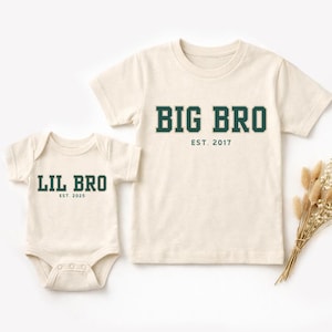Big Bro Lil Bro Matching Shirts Set - Geschwister-Ankündigungs-Outfit, Baby Bodysuit & Kinder Shirt, Bruder Passende Outfits USA