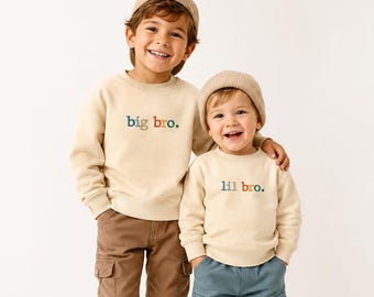 Big Bro Lil Bro Big Sis Lil Sis Sweatshirt, Embroidered Sibling Shirts, Matching Kids Sweaters, Brother Sister Outfit, Pregnancy Reveal