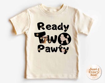 Ready Two Pawty Shirt – Dog Themed 2nd Birthday Tee – Puppy Toddler Birthday Outfit – Cute Dog Birthday Shirt for 2 Year Old Boy or Girl