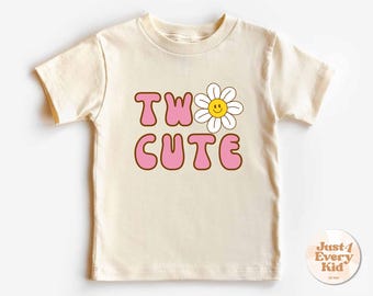 Two Cute Birthday Shirt, Girls Birthday Tee, Second Birthday Girl Natural Shirt, Two Year Old Birthday Tee, 2nd Birthday Toddler Girls Shirt