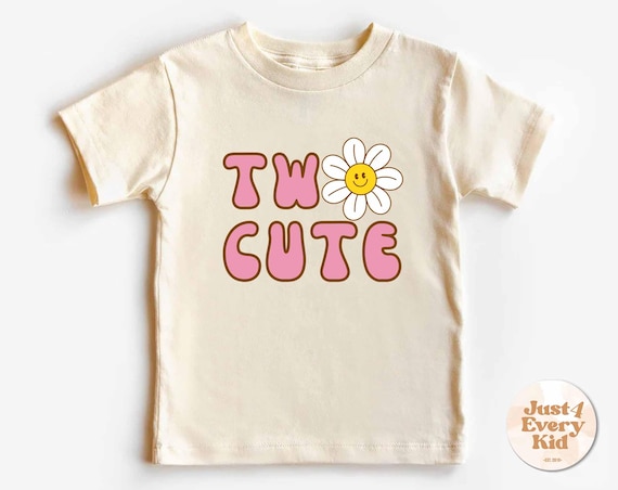 Two Cute Birthday Shirt, Girls Birthday Tee, Second Birthday Girl Natural Shirt, Two Year Old Birthday Tee, 2nd Birthday Toddler Girls Shirt